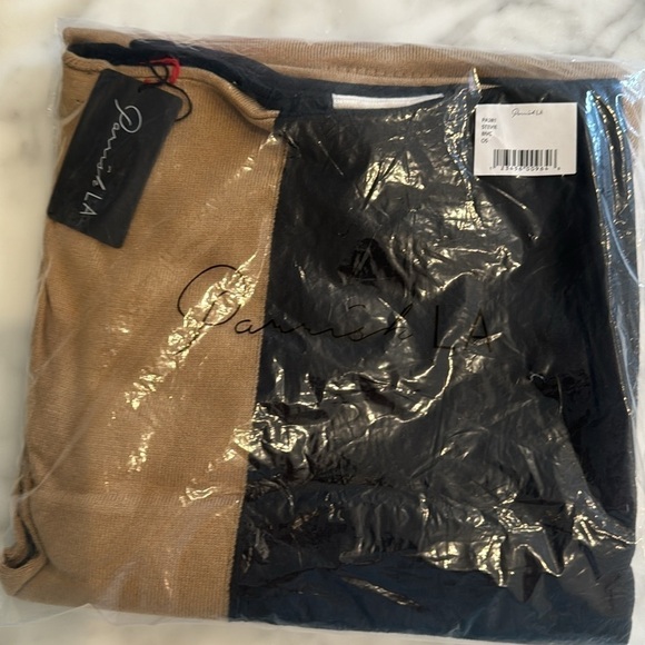 NWT ParrishLA Stevie Poncho Black Camel White - Picture 5 of 5